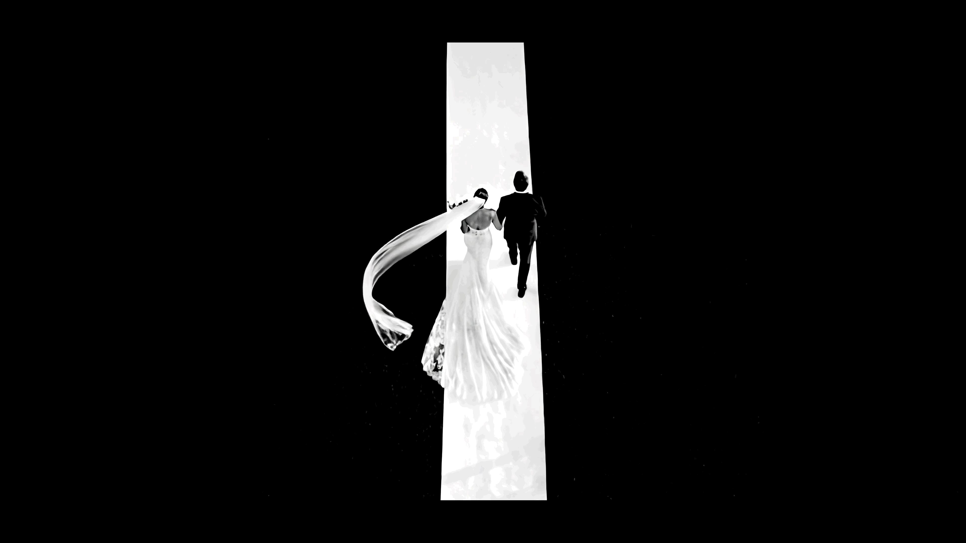 A couple walking down the aisle on their wedding day